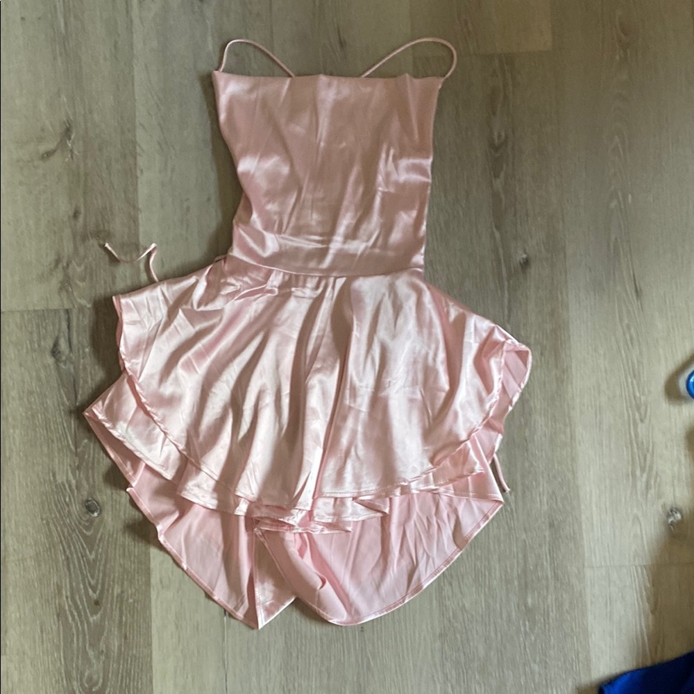 Pink Satin Layered Dress